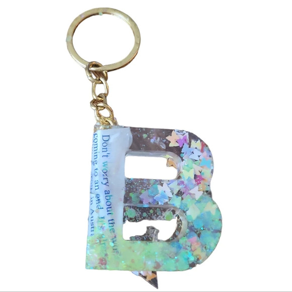Accessories - Fortune B Resin Alphabet Letter  Keychain Sparkly Glitter Key Chain Bag Charm